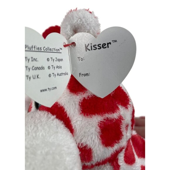 Ty Pluffies Kisser Giraffe Red White 9" Beanie Stuffed Animal 2007 w/Tags - Picture 10 of 12